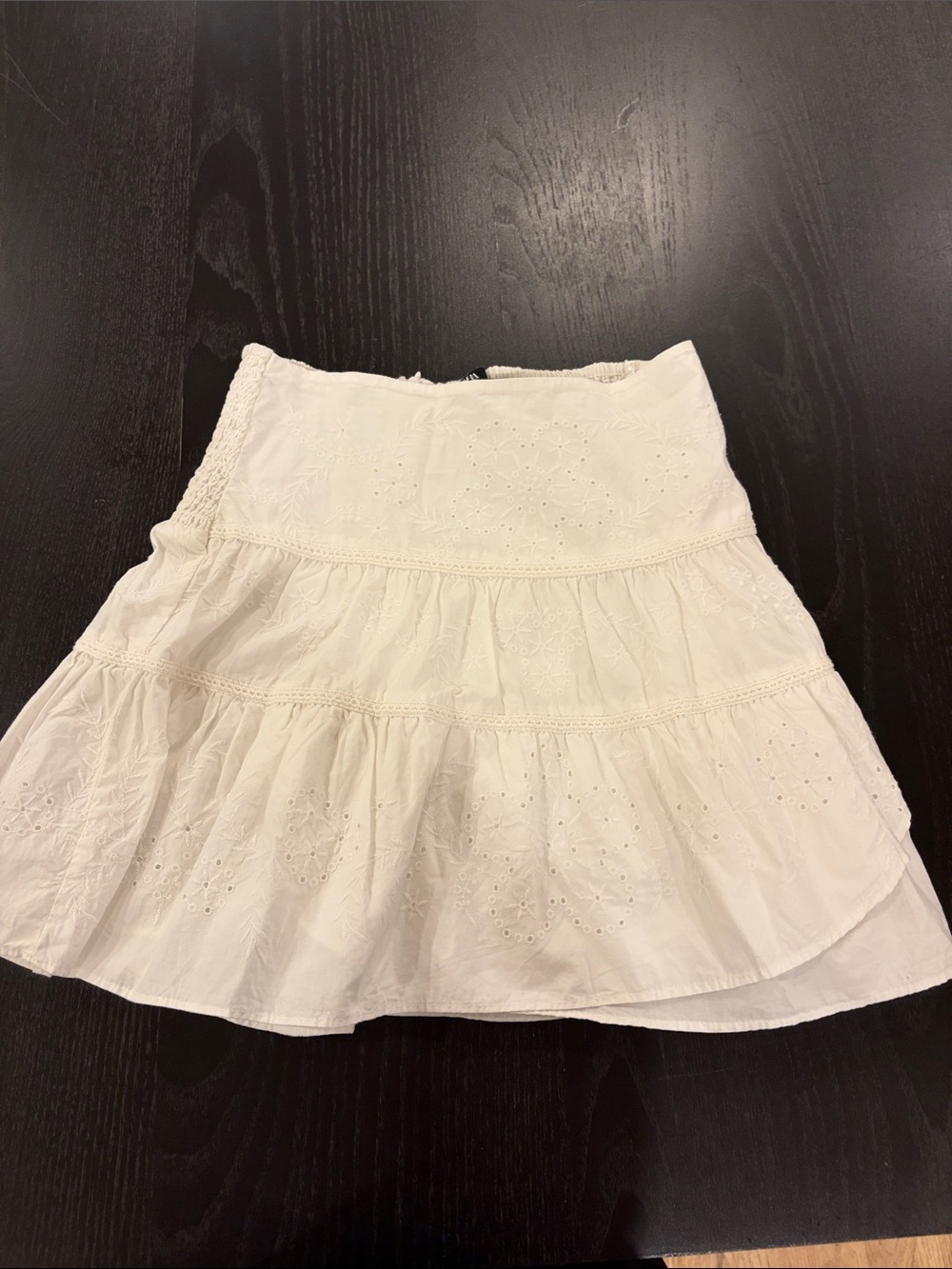 Zara White Tiered Eyelet Skirt